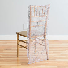 Load image into Gallery viewer, Chiavari Chair Cover Embroidered Web Organza Lavender
