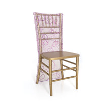 Load image into Gallery viewer, Chiavari Chair Cover Embroidered Web Organza Lavender
