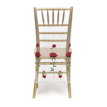 Load image into Gallery viewer, Red Rose Embroidered Tulle Chiavari Chair Cover Black
