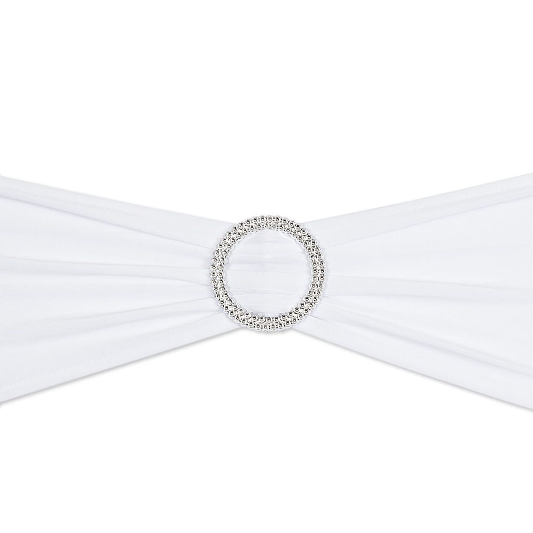Stretch Chair Sash White With Round Buckle 5/Pack
