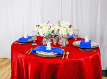 Load image into Gallery viewer, 90 in. Round Square-Point Damask Tablecloth Royal Blue
