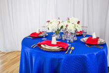 Load image into Gallery viewer, 90 in. Round Square-Point Damask Tablecloth Royal Blue
