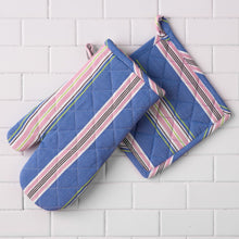Load image into Gallery viewer, Striped Cotton Oven Mitt / Pot Holder Set 4 Pack (2 Colors)
