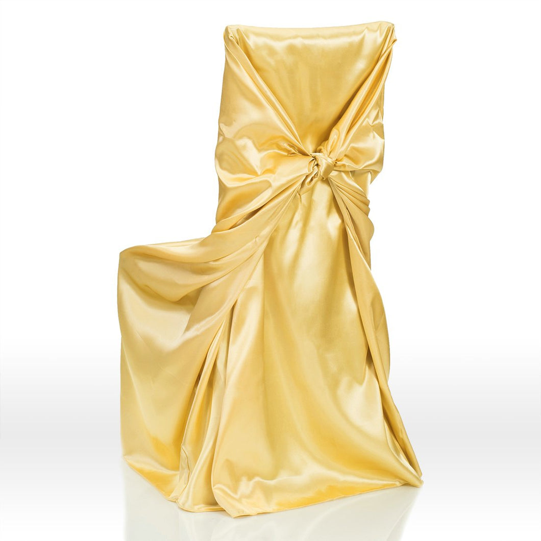 Bargain Satin Universal Chair Cover Gold (5/Pack)