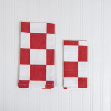 Load image into Gallery viewer, 20 X20 in. Checker Board Cotton Napkins 4/Pack Green &amp; White
