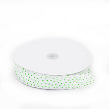 Load image into Gallery viewer, 1.5 in. x 25 yd Green Dotted White Ruffle Ribbon
